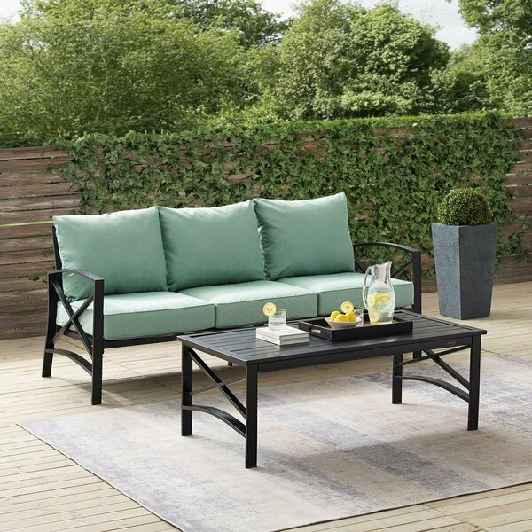 Claustro Outdoor Sofa Set, Mist & Oil Rubbed Bronze - Sofa & Coffee Table - 2 Piece CL3051555